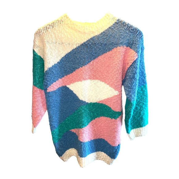 Blair Boutique Retro and Groovy 80's Abstract Knit Long Sleeve Sweater 100% Acry - Picture 5 of 9